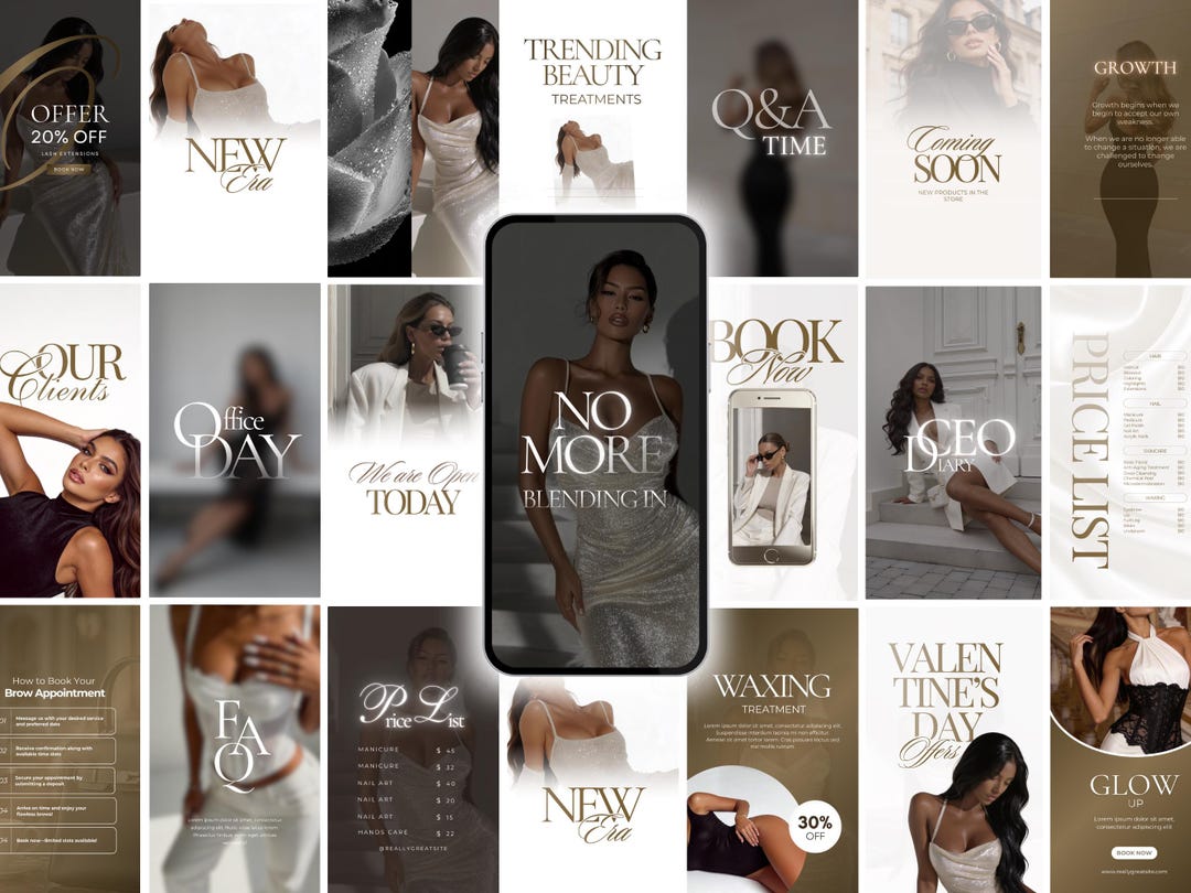 Elegant Beige and Gold Instagram Templates for Canva – Social Media ...