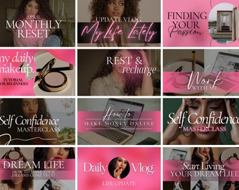 Youtube Thumbnails | Canva Templates | Minimalist Youtube Thumbnails | Youtube Brand Kit | Youtube Banner  | Luxury Brand | Branding Kit