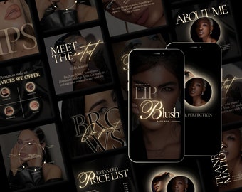 PMU Instagram Template | Microblading Instagram Template | Lip Blush Instagram Template | Permanent Makeup Instagram | PMU Brows Templates