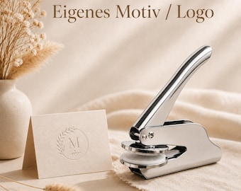 Prägestempel mit eigenem Logo in 5 Farben – Personalisierte Prägezange für Papier – Individuelles Design für Geschenke, Firmen und Marketing