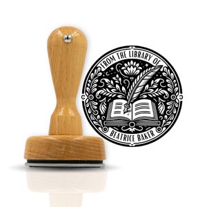 Timbre Exlibris personnalisé - Timbre de livre 'De la bibliothèque de' - individuellement avec votre nom
