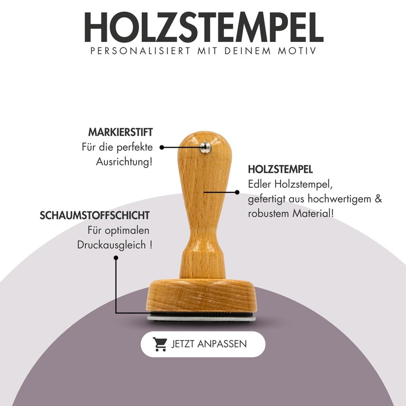 Personalisierter Holzstempel Made in Germany Hochzeitsstempel mit optionalen Stempelkissen Initialen Stempel zdjęcie 4