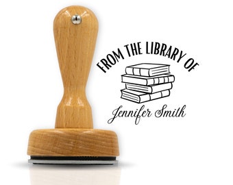 Timbro Exlibris personalizzato - Timbro per libri "Dalla Biblioteca di" - Individualmente con il tuo nome