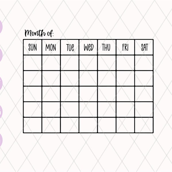 Calendar SVG, Monthly calendar cut file, Printable calendar, Month of svg, calendar outline SVG