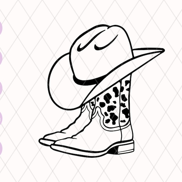 Cowboy boots SVG cut file | Cowboy hat Svg | Western boots svg | boot PNG | Print Art vector | Wild West Cowgirl boots Western shoes png dxf
