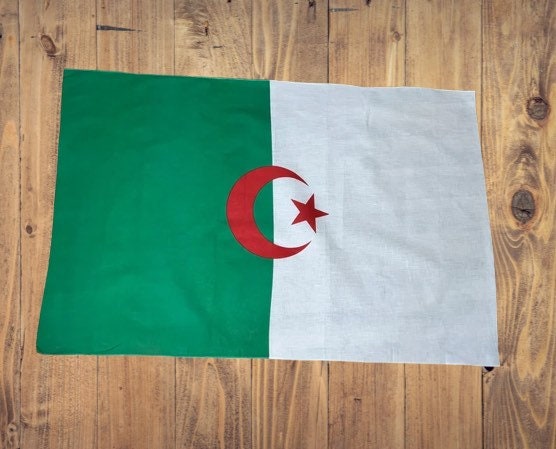 T-shirt drapeau algérien. Kiss Algérie, drapeau sur des lèvres