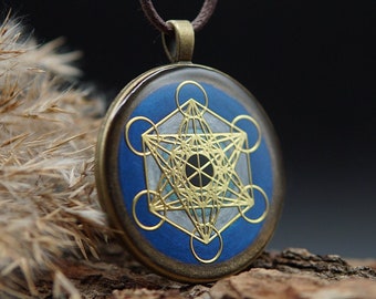Orgonit Amulett mit Metatron Symbol - Nazar Anhänger - Heilige Geometrie  - Schutzamulett für Energiearbeit und spirituelle Geschenke
