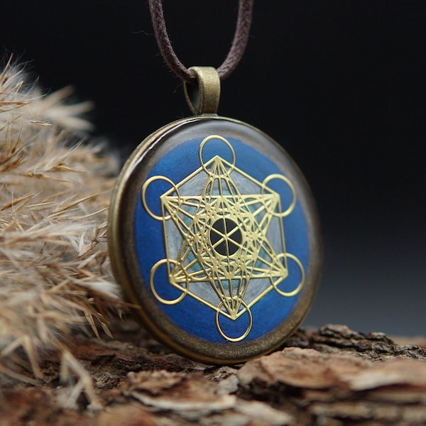 Orgonit Amulett mit Metatron Symbol - Nazar Anhänger - Heilige Geometrie  - Schutzamulett für Energiearbeit und spirituelle Geschenke