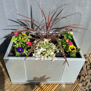 Galvanised steel contemporary trough planter