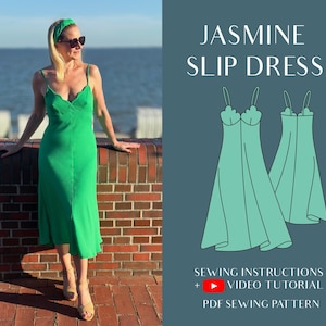 Jasmine Slip Dress Pattern–Bias-Cut Slip Dress with Floral Bust Detail (Midi & Ankle Length)| PDF Sewing pattern| Summer Dress| Dress women