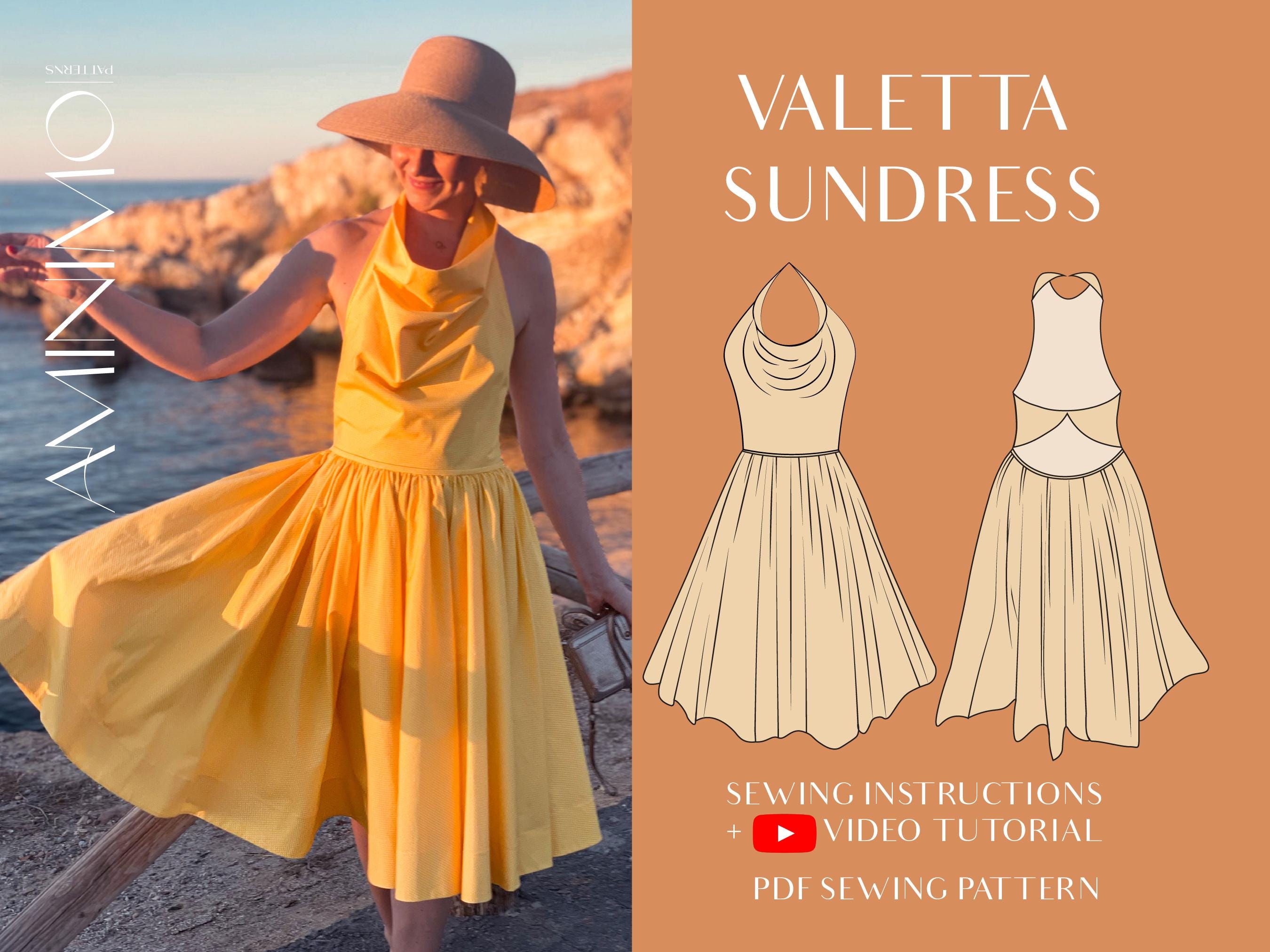 Claire McCardell PDF Vintage 1950's halter draped neck and skirt Claire Maccardell PDF Sewing Pattern summer dress