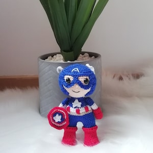 superhero captain crochet figurine