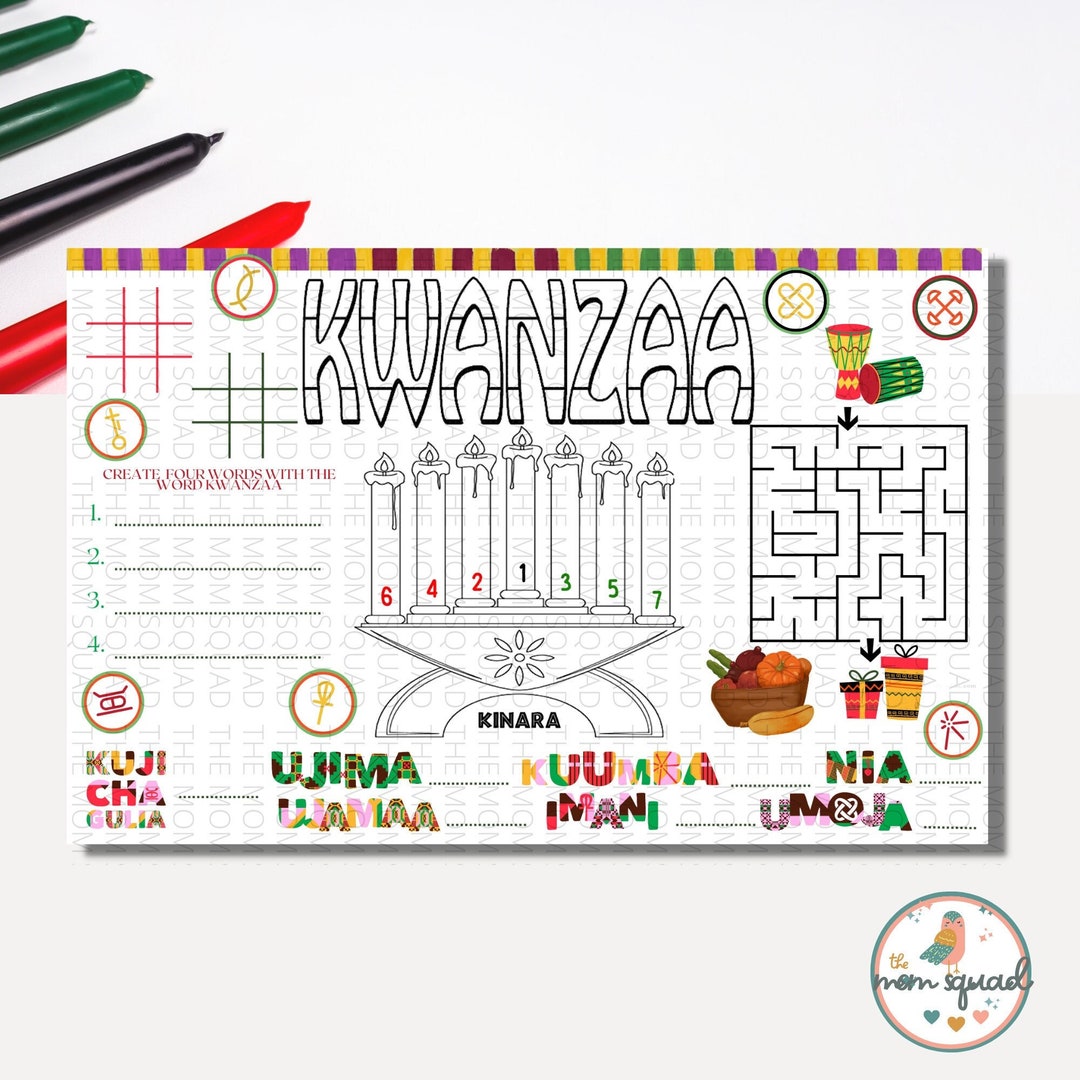 Kwanzaa Placemat Happy Kwanzaa Kids Activity Printables Etsy