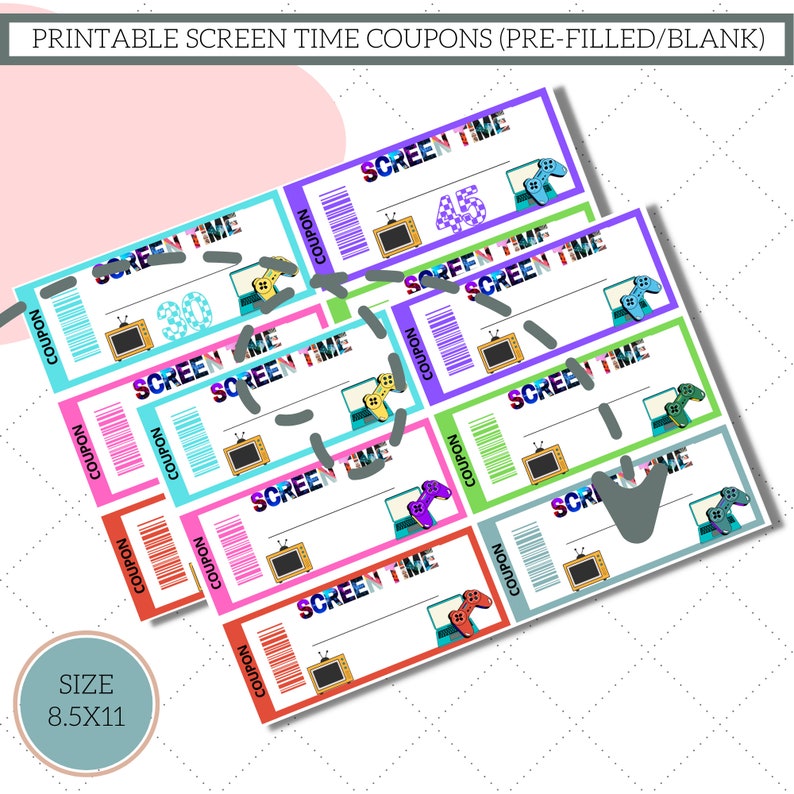 Screen Time Bucks Screen Time Coupons for Kids Printable - Etsy