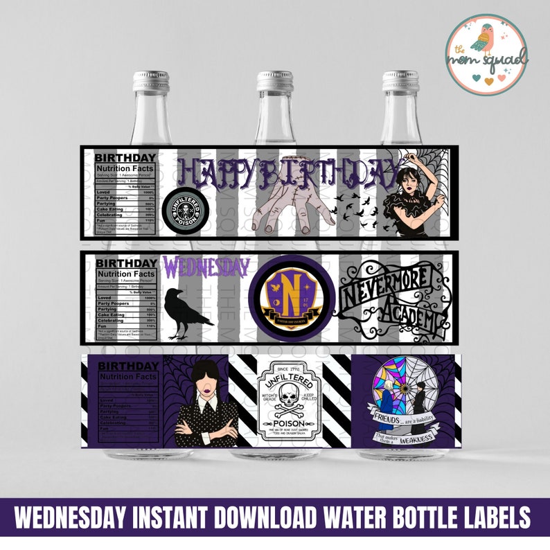 Wednesday Addams Water Bottle Label Printables Wednesday - Etsy UK