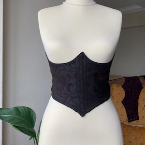 Brown Corset Top for Women, Adjustable Floral Underbust, S-M Size for Women, Special Occasion Corset