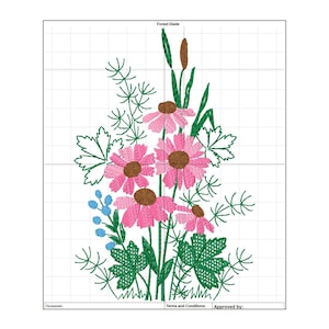 Wildflowers embroidery design, herb, plant, Machine embroidery file, Instant Download
