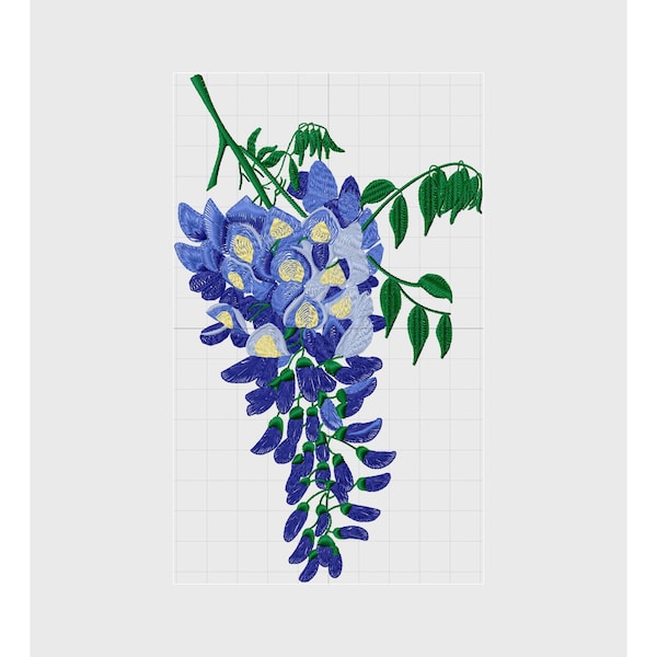 Embroidery design Wisteria plant, Machine embroidery file, Instant download