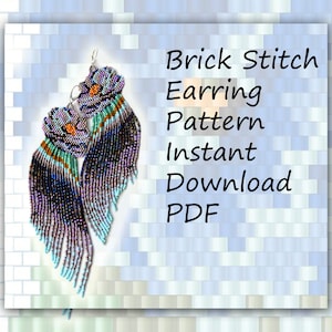 Brick Stitch Earring Pattern, Instant Download PDF, Earrings Seed Bead, Miyuki Delica, Bead Pattern, PDF Pattern, Brick Pattern
