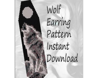Earring Pattern, Instant Download PDF, Earrings Seed Bead, Miyuki Delica, Bead Pattern, PDF Pattern, Wolf Earrings