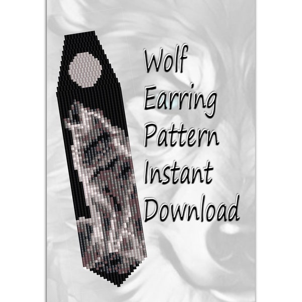 Earring Pattern, Instant Download PDF, Earrings Seed Bead, Miyuki Delica, Bead Pattern, PDF Pattern, Wolf Earrings