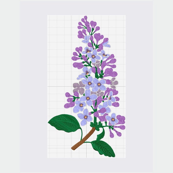 Embroidery design Lilac branch, Machine embroidery file, Instant download