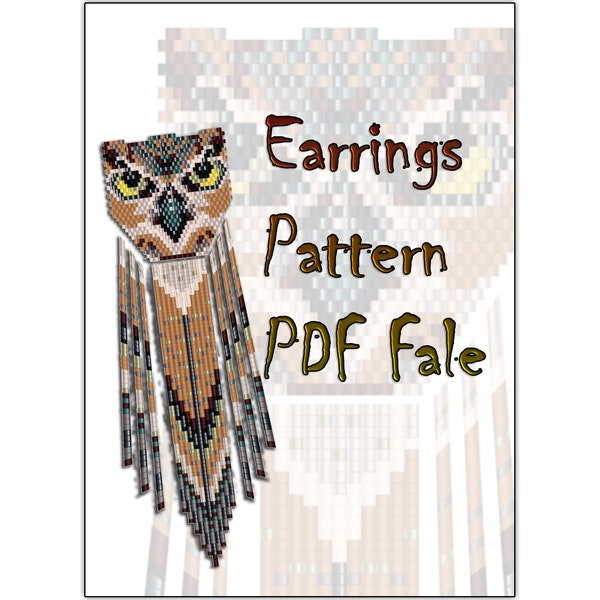 Brick Stitch Earring Pattern, Téléchargement instantané PDF, Boucles d’oreilles Seed Bead, Miyuki Delica, Bead Pattern, boucles d’oreilles longues, Boucles d’oreilles Owl