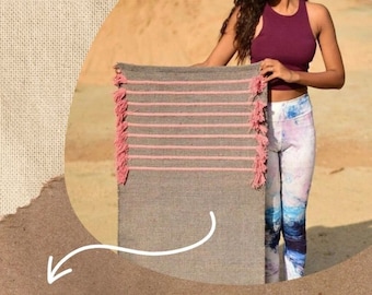 Yoga Mat Cotton Eco Friendly Organic Handloom Yoga Mat, Large Yoga Mat, Yoga, Exercise, Workout, Fitness Rug - Absorbent, Soft & Washable