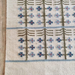 Alfombra escandinava de lana, kilim tejido a mano de tejido plano, revestimiento de suelo de lana geométrico moderno, decoración ecológica para sala de estar de 2,4 x 3 metros.