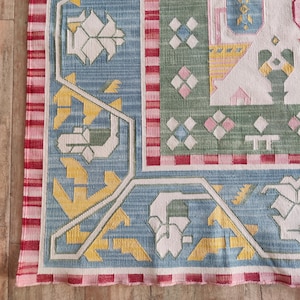 Colorful Cotton Flatweave Rug | Handwoven Geometric Kilim | Modern Bohemian Rug for Living Room, Bedroom, Dining, Traditional Area Rug, 9x10