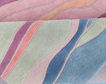 Multicolor Modern Carpet, Hand-Tufted Wool Area Rug, Modern Multicolor Area Rug, Bedroom, Living Room Carpet, 5x8, 8x10, 9x12 FT