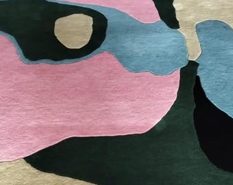 Abstract Wool Tufted Rug | Modern Multicolor Carpet | Hand Tufted Contemporary Wool Art Rug | Custom Made Area Rug for Living Room