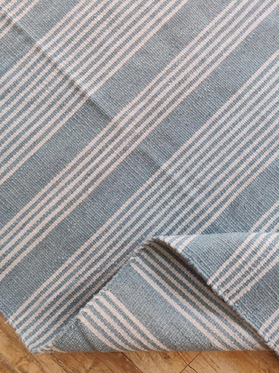 Blue Striped Outdoor Rug, Polypropylene PP Flatweave Indoor Outdoor Carpet, Waterproof  Balcony Rug, Modern Washable Garden Area Rug