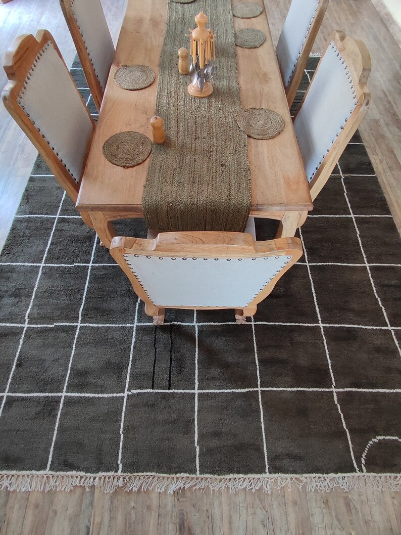 Handmade Green Grid Checkered Rug | Checkerboard Runner Rug | Custom ...