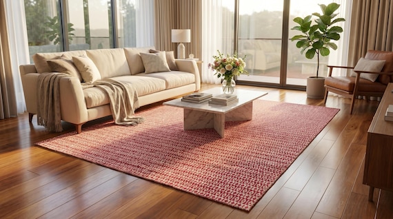 Wool Handloom Rug For Living Room, Textured Geometric Flatweave Carpet, Handmade Indian Wool Area Rug, Custom Size Available