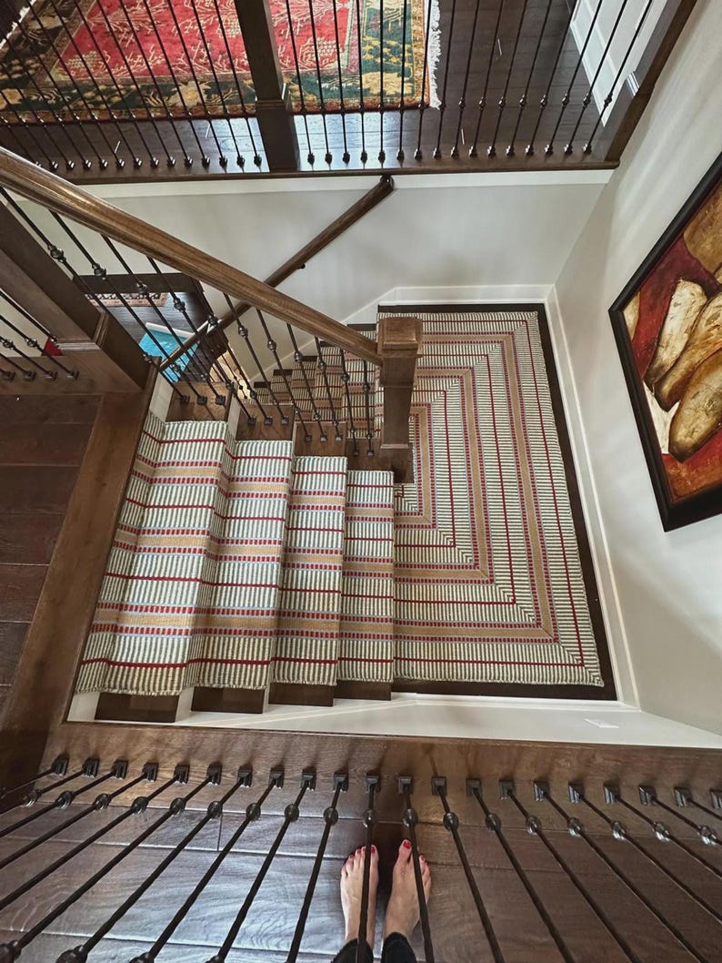 Wool Runner Rug, Multicolored Striped Handloom Design for Indoor and Outdoor Use image 3
