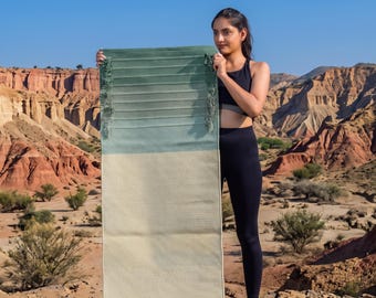 Handgewebte Yogamatte aus Bio-Baumwolle, umweltfreundlicher Meditationsteppich, waschbare Gymnastikmatte in Salbeigrün