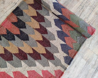 Hand Woven Kilim Stair Runner Rug, Multicolor Jute Runner Rug, Vintage Runner, Bohemian  Jute Kilim Runner, Customize Runner 2.5x12