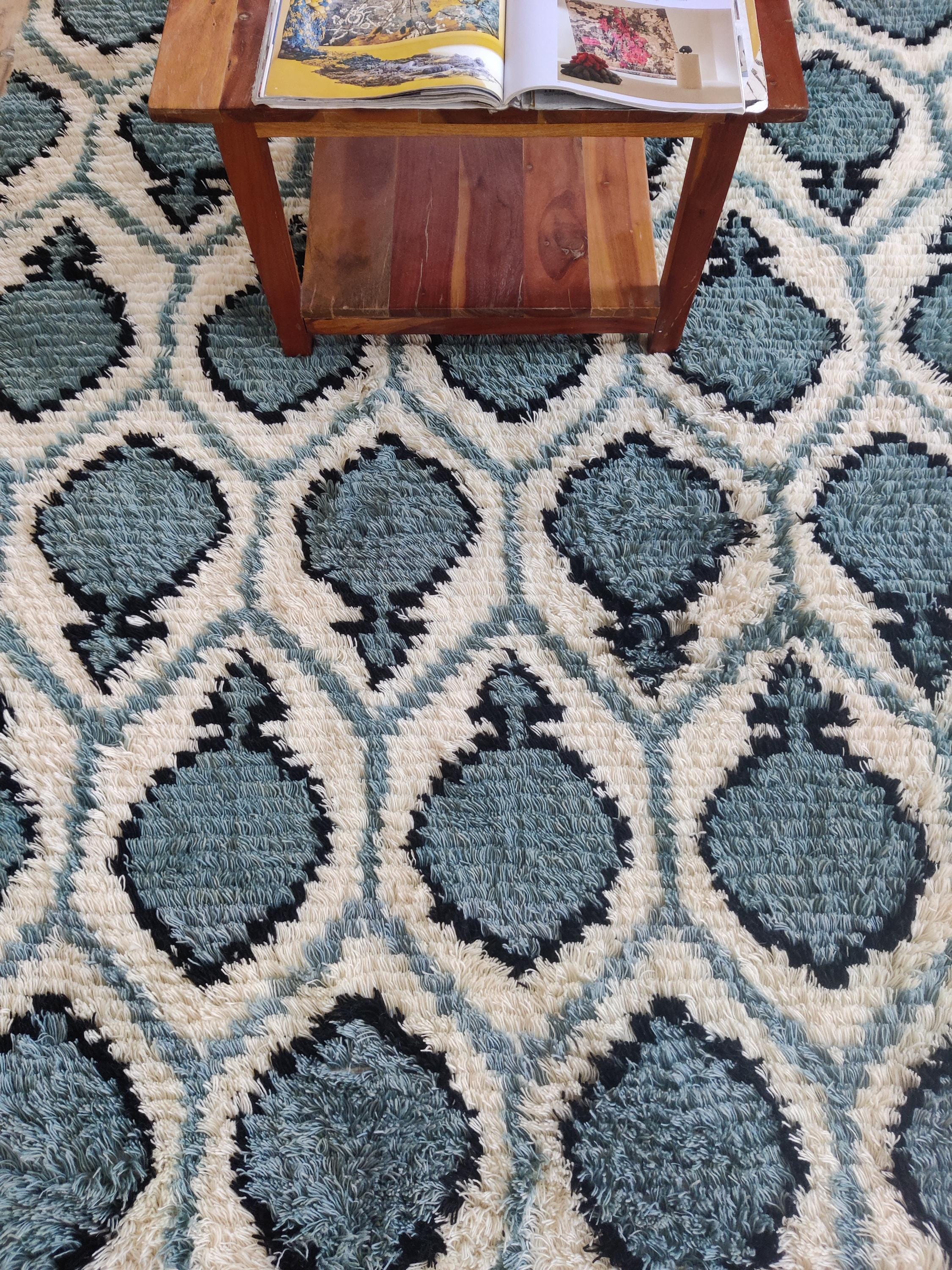 Beni ourain Rug, 8X10 FT Moroccan Rug, Wool Area Rug,  Berber Rug, Moroccan Rug Wool, Geometric Rug. Minimalist Rug, Custom Wool Rug