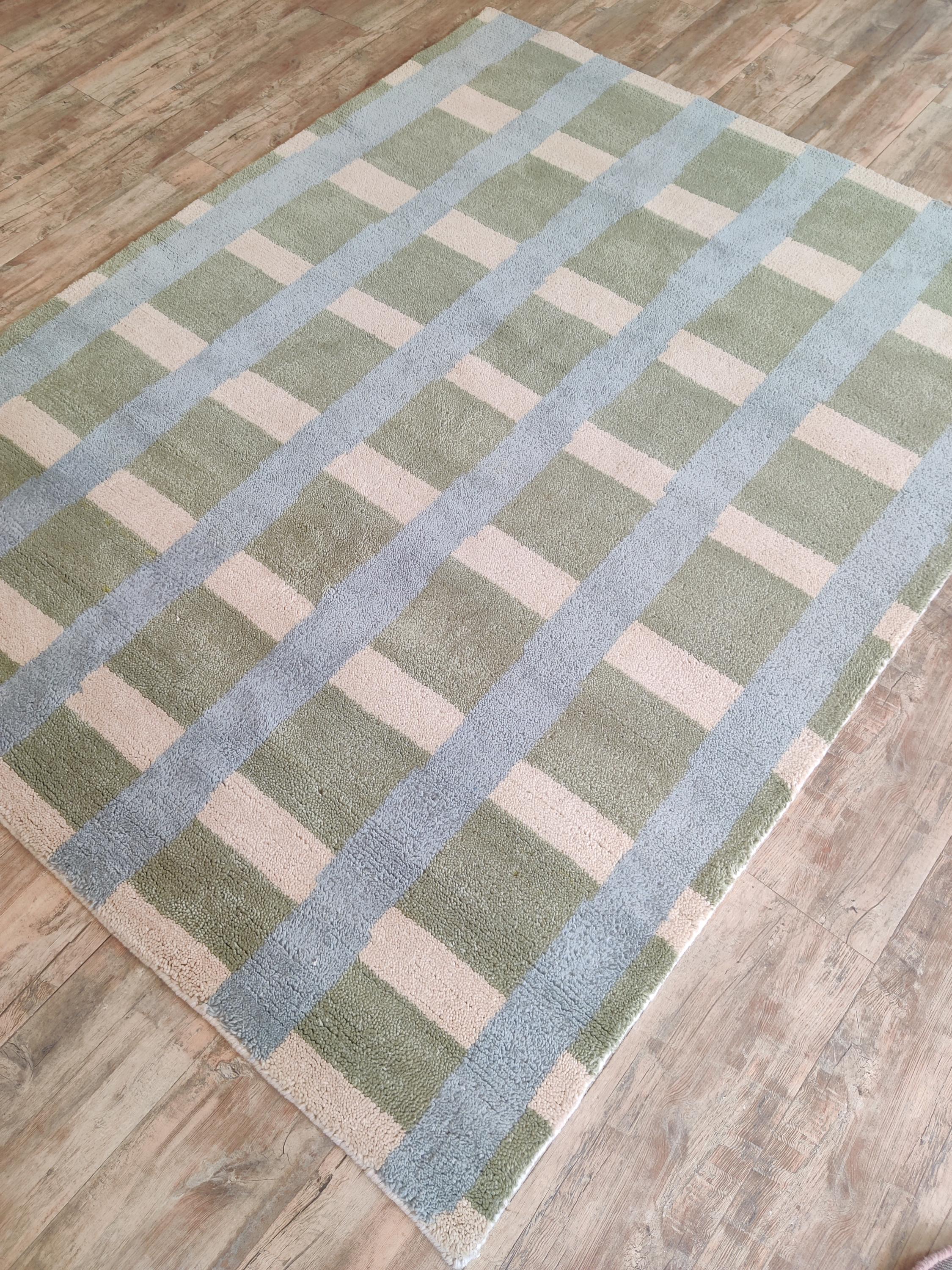 Check Wool Rug Large Luxurious Checkered Wool Carpet, Home Decor Rug, Modern Wool Rug, Wool ...