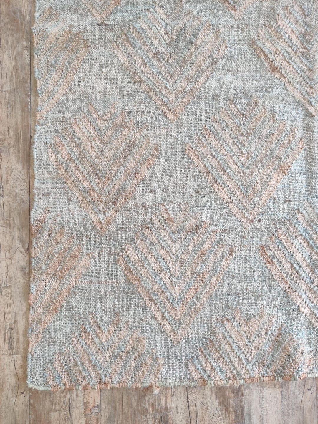 Elegant Rhombus Pattern Cotton Jute Flatweave Rug, Dusty Blue and ...