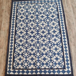 cotton wool rug, handwoven with a striking geometric design. Perfect for modern, coastal, or transitional interiors, this flatweave rug blends the softness of wool with the durability of cotton. Ideal for living rooms, bedrooms, or offices, it brings timeless style and comfort. Lightweight, reversible, and easy to maintain. Custom sizes available for designers and home decorators.