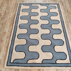 8X10 Ft Blue And White Color Hand-tufted Carpet, Carpets For Drawing Room, Handmade Rug, Bohemian Carpet, Custom Rugs, Designer Carpets image 5