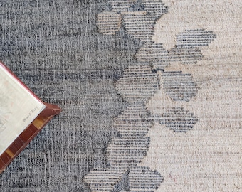 Handwoven Cotton Jute Rug | Modern Neutral Boho Area Rug, Floor Decor Eco-Friendly Jute Rug,  Vintage Area Rug, 5x8,6x9,8x10 FT