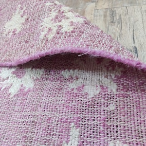 Handwoven Pink Jute Floral Design Area Rug, Handmade Natural Jute Hallway Rug, Vintage Jute Entryway Bohemian Decor Rug, Bedroom Rug, Gift