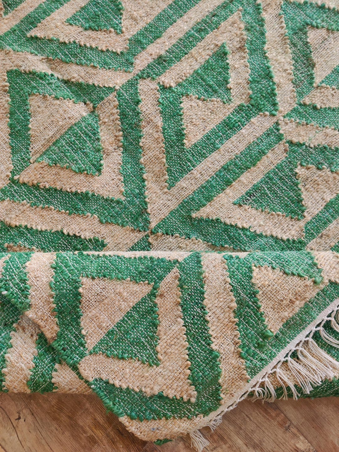 Heart Green Jute Rug Handwoven Jute Area Rug, Medium Green Boho Decor Rug, Contemporary ...