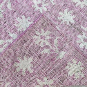 Handwoven Pink Jute Floral Design Area Rug, Handmade Natural Jute Hallway Rug, Vintage Jute Entryway Bohemian Decor Rug, Bedroom Rug, Gift