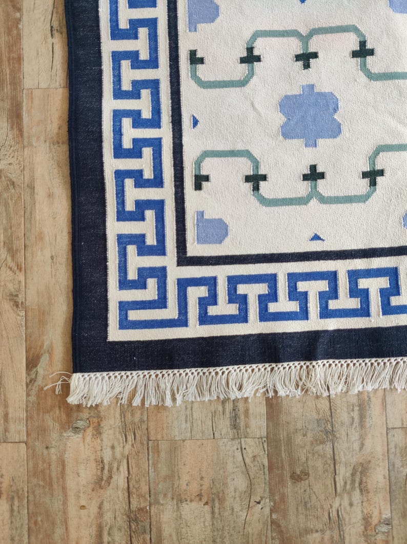 Skyler Vegetable Dyed Indian Dhurrie Reversible Cotton Rug, Flatweave Rug, Modern Rug, Cotton Rug 8x10, Area Rug, Rugs For Living Room, Gift