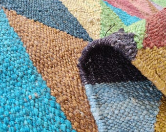 Veelkleurig henneptapijt, henneptapijten van jute, salontapijten, omkeerbaar tapijt, tapijt aangepast formaat, boho tapijt, wollen jute mat, buitentapijten
