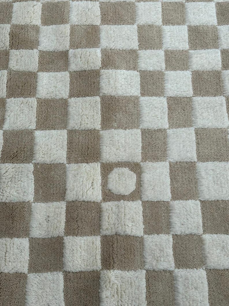 Berber Beige Rug, Moroccan Checkered Rug,  Beni Ourain Rug, Custom Moroccan Rug, Wool Checkered Rug, Wool Rug 8x10, Checker Board Rug, Gift, Beige And White Checkered Rug, Berber Rug, Wool Moroccan Rug, Rugs For Bedroom, Rugs For Living Room,Area Rug
